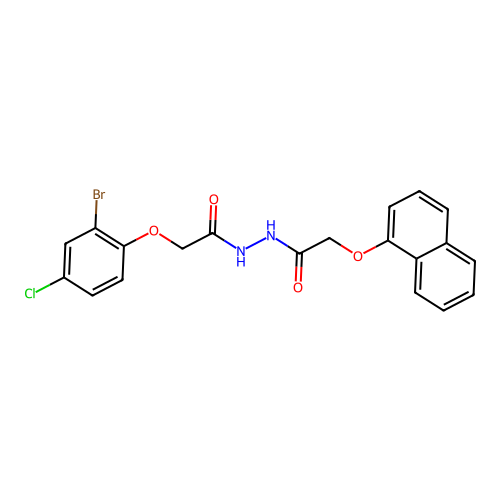 2-(2-bromo-4-chlorophenoxy)-N'-[(naphthalen-1-yloxy)acetyl]acetohydrazide structure