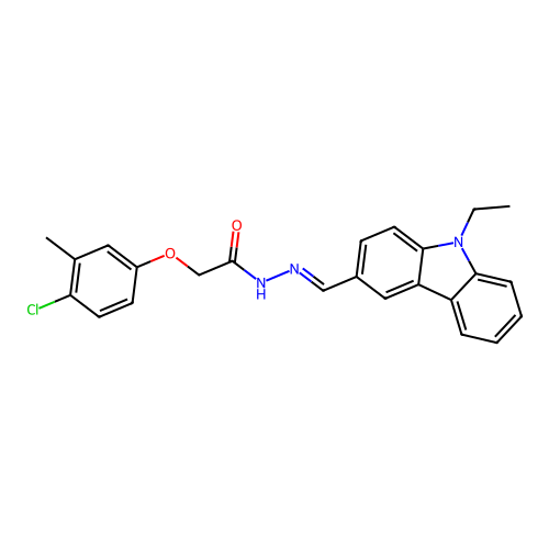 2-(4-chloro-3-methylphenoxy)-N'-[(9-ethyl-9H-carbazol-3-yl)methylene]acetohydrazide structure