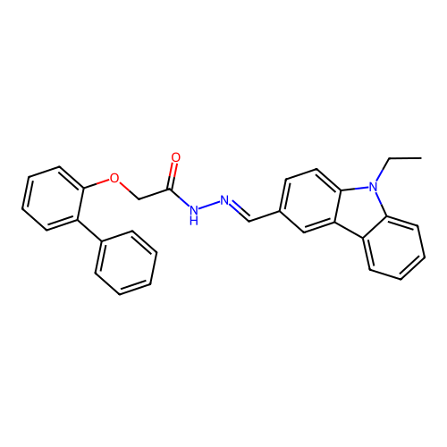 N-[(9-ethylcarbazol-3-yl)methylideneamino]-2-(2-phenylphenoxy)acetamide structure