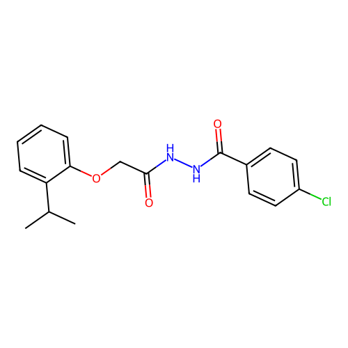 4-chloro-N'-{[2-(propan-2-yl)phenoxy]acetyl}benzohydrazide structure
