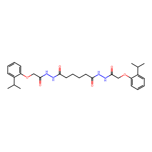 N'~1~,N'~6~-bis{[2-(propan-2-yl)phenoxy]acetyl}hexanedihydrazide structure