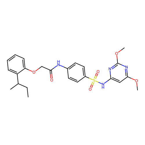2-(2-sec-butylphenoxy)-N-(4-{[(2,6-dimethoxy-4-pyrimidinyl)amino]sulfonyl}phenyl)acetamide structure