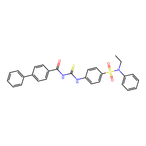 N-({4-[ethyl(phenyl)sulfamoyl]phenyl}carbamothioyl)biphenyl-4-carboxamide structure
