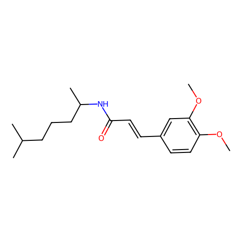 (E)-3-(3,4-dimethoxyphenyl)-N-(6-methylheptan-2-yl)prop-2-enamide structure