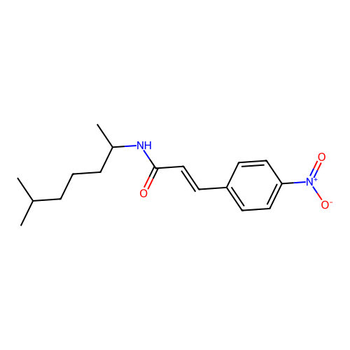 (E)-N-(6-methylheptan-2-yl)-3-(4-nitrophenyl)prop-2-enamide structure