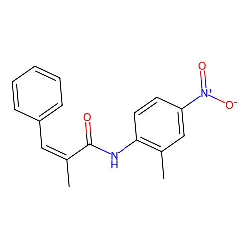 (Z)-2-methyl-N-(2-methyl-4-nitrophenyl)-3-phenylprop-2-enamide structure
