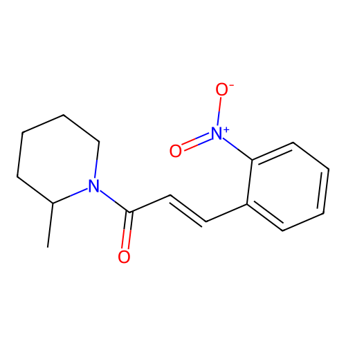 (E)-1-(2-methylpiperidin-1-yl)-3-(2-nitrophenyl)prop-2-en-1-one structure