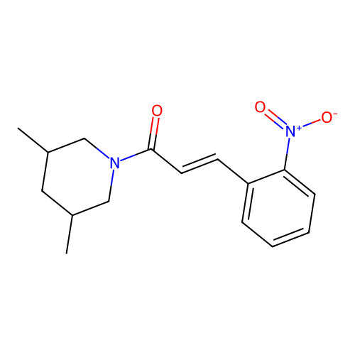(E)-1-(3,5-dimethylpiperidin-1-yl)-3-(2-nitrophenyl)prop-2-en-1-one structure