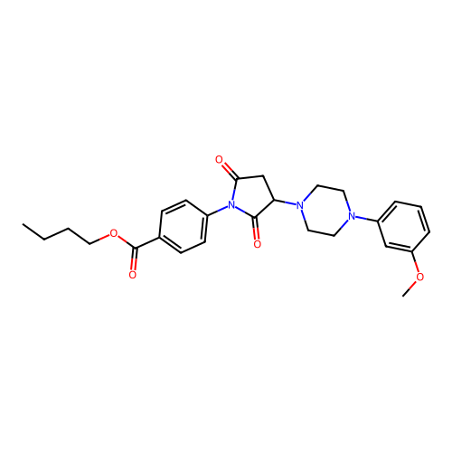 Butyl 4-{3-[4-(3-methoxyphenyl)piperazin-1-yl]-2,5-dioxopyrrolidin-1-yl}benzoate structure