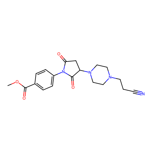 Methyl 4-{3-[4-(2-cyanoethyl)piperazin-1-yl]-2,5-dioxopyrrolidin-1-yl}benzoate structure