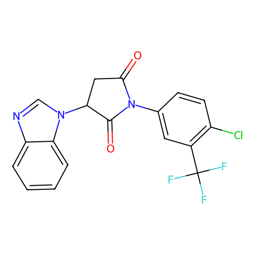 3-(1H-benzimidazol-1-yl)-1-[4-chloro-3-(trifluoromethyl)phenyl]pyrrolidine-2,5-dione structure