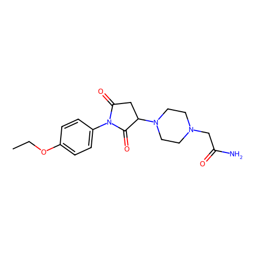 2-{4-[1-(4-Ethoxyphenyl)-2,5-dioxopyrrolidin-3-yl]piperazin-1-yl}acetamide structure