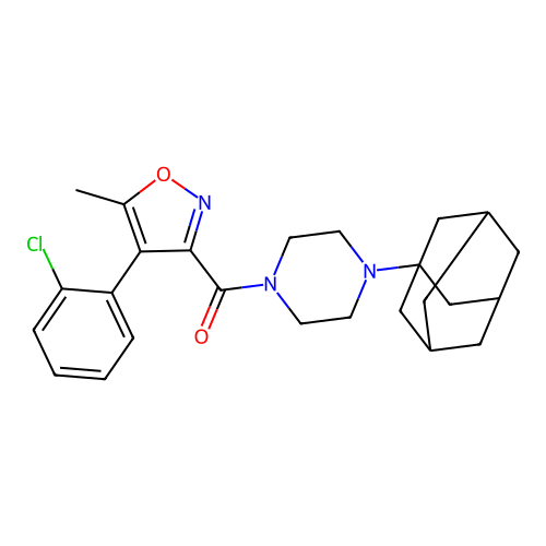 (4-Adamantan-1-yl-piperazin-1-yl)-[4-(2-chloro-phenyl)-5-methyl-isoxazol-3-yl]-methanone structure