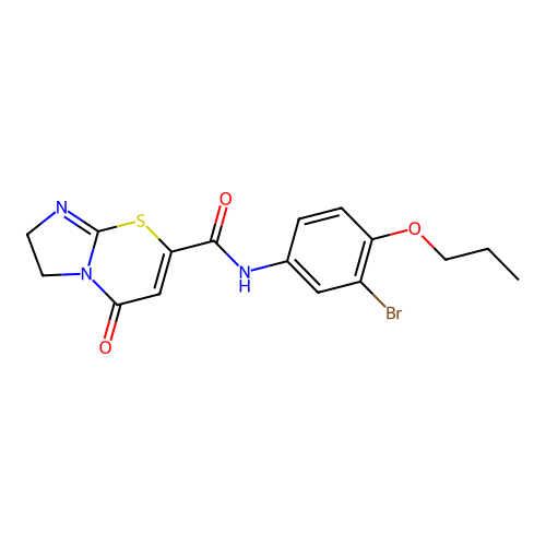 N-(3-bromo-4-propoxyphenyl)-5-oxo-2,3-dihydroimidazo[2,1-b][1,3]thiazine-7-carboxamide structure