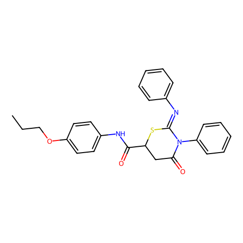 4-oxo-3-phenyl-2-phenylimino-N-(4-propoxyphenyl)-1,3-thiazinane-6-carboxamide structure