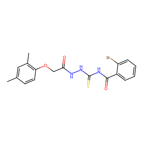 2-bromo-N-[[[2-(2,4-dimethylphenoxy)acetyl]amino]carbamothioyl]benzamide structure