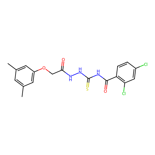 2,4-dichloro-N-({2-[(3,5-dimethylphenoxy)acetyl]hydrazino}carbothioyl)benzamide structure