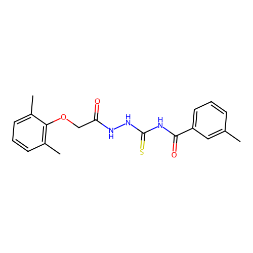 N-({2-[(2,6-dimethylphenoxy)acetyl]hydrazino}carbothioyl)-3-methylbenzamide structure