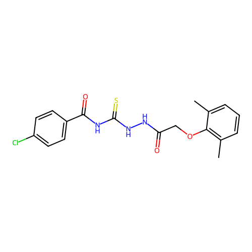 4-chloro-N-[[[2-(2,6-dimethylphenoxy)acetyl]amino]carbamothioyl]benzamide structure