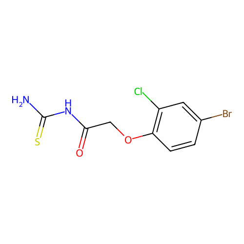 N-[(4-bromo-2-chlorophenoxy)acetyl]thiourea structure