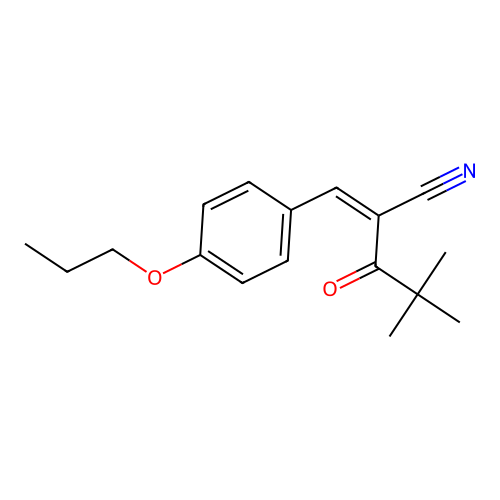(2Z)-4,4-dimethyl-3-oxo-2-[(4-propoxyphenyl)methylidene]pentanenitrile structure