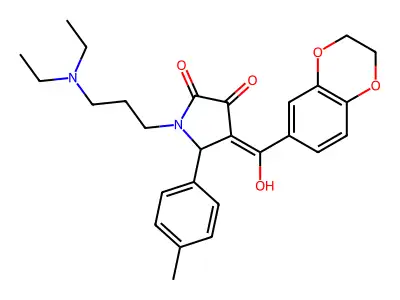 1-[3-(diethylamino)propyl]-4-(2,3-dihydro-1,4-benzodioxine-6-carbonyl)-3-hydroxy-5-(4-methylphenyl)-2,5-dihydro-1H-pyrrol-2-one structure