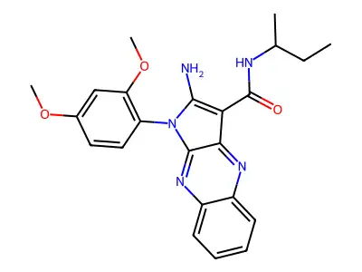 2-amino-N-(sec-butyl)-1-(2,4-dimethoxyphenyl)-1H-pyrrolo[2,3-b]quinoxaline-3-carboxamide structure