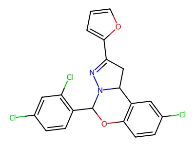 9-CHLORO-5-(2,4-DICHLOROPHENYL)-2-(2-FURYL)-1,10B-DIHYDROPYRAZOLO[1,5-C][1,3]BENZOXAZINE structure