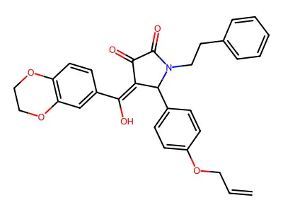 4-(2,3-dihydro-1,4-benzodioxine-6-carbonyl)-3-hydroxy-1-(2-phenylethyl)-5-[4-(prop-2-en-1-yloxy)phenyl]-2,5-dihydro-1H-pyrrol-2-one structure
