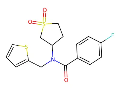 N-(1,1-dioxidotetrahydrothiophen-3-yl)-4-fluoro-N-(thiophen-2-ylmethyl)benzamide structure