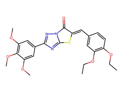 5-(3,4-diethoxybenzylidene)-2-(3,4,5-trimethoxyphenyl)[1,3]thiazolo[3,2-b][1,2,4]triazol-6(5H)-one structure