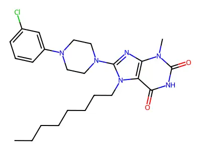8-[4-(3-chlorophenyl)piperazin-1-yl]-3-methyl-7-octylpurine-2,6-dione structure