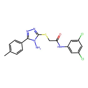 2-[4-amino-5-(4-methylphenyl)(1,2,4-triazol-3-ylthio)]-N-(3,5-dichlorophenyl)a cetamide structure
