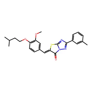 (5Z)-5-[3-methoxy-4-(3-methylbutoxy)benzylidene]-2-(3-methylphenyl)[1,3]thiazolo[3,2-b][1,2,4]triazol-6(5H)-one structure