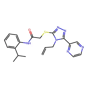 N-[2-(methylethyl)phenyl]-2-(4-prop-2-enyl-5-pyrazin-2-yl(1,2,4-triazol-3-ylth io))acetamide structure