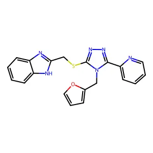 2-({[4-(furan-2-ylmethyl)-5-(pyridin-2-yl)-4H-1,2,4-triazol-3-yl]sulfanyl}methyl)-1H-benzimidazole structure