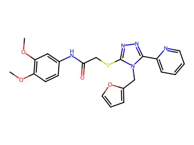 N-(3,4-Dimethoxy-phenyl)-2-(4-furan-2-ylmethyl-5-pyridin-2-yl-4H-[1,2,4]triazol-3-ylsulfanyl)-acetamide structure