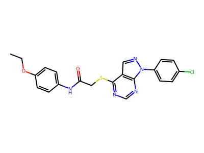 2-((1-(4-chlorophenyl)-1H-pyrazolo[3,4-d]pyrimidin-4-yl)thio)-N-(4-ethoxyphenyl)acetamide structure