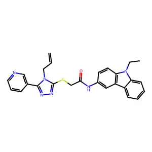 N-(9-ethyl-9H-carbazol-3-yl)-2-{[4-(prop-2-en-1-yl)-5-(pyridin-3-yl)-4H-1,2,4-triazol-3-yl]sulfanyl}acetamide structure