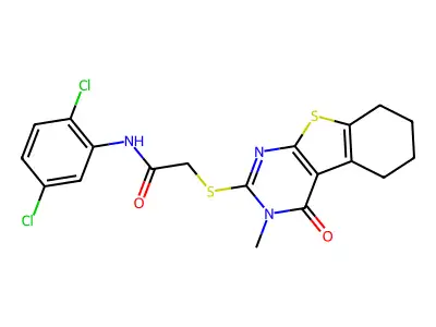 N-(2,5-dichlorophenyl)-2-[(3-methyl-4-oxo-3,4,5,6,7,8-hexahydro[1]benzothieno[2,3-d]pyrimidin-2-yl)sulfanyl]acetamide structure