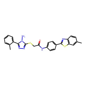 2-{[4-amino-5-(2-methylphenyl)-4H-1,2,4-triazol-3-yl]sulfanyl}-N-[4-(6-methyl-1,3-benzothiazol-2-yl)phenyl]acetamide structure