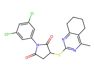 1-(3,5-dichlorophenyl)-3-[(4-methyl-5,6,7,8-tetrahydroquinazolin-2-yl)sulfanyl]pyrrolidine-2,5-dione structure