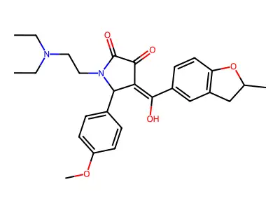1-(2-diethylaminoethyl)-4-[hydroxy-(2-methyl-2,3-dihydro-1-benzofuran-5-yl)methylidene]-5-(4-methoxyphenyl)pyrrolidine-2,3-dione structure