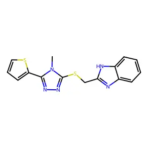 2-({[4-methyl-5-(thiophen-2-yl)-4H-1,2,4-triazol-3-yl]sulfanyl}methyl)-1H-benzimidazole structure
