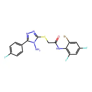 2-{[4-amino-5-(4-fluorophenyl)-4H-1,2,4-triazol-3-yl]sulfanyl}-N-(2-bromo-4,6-difluorophenyl)acetamide structure