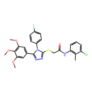 N-(3-chloro-2-methylphenyl)-2-{[4-(4-fluorophenyl)-5-(3,4,5-trimethoxyphenyl)-4H-1,2,4-triazol-3-yl]sulfanyl}acetamide structure