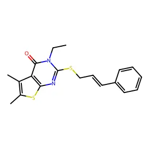 2-(Cinnamylthio)-3-ethyl-5,6-dimethylthieno(2,3-D)pyrimidin-4(3H)-one structure
