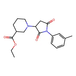 Ethyl 1-[1-(3-methylphenyl)-2,5-dioxo-3-pyrrolidinyl]-3-piperidinecarboxylate structure