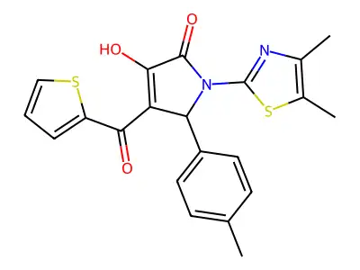 1-(4,5-dimethylthiazol-2-yl)-3-hydroxy-4-(thiophene-2-carbonyl)-5-(p-tolyl)-1H-pyrrol-2(5H)-one structure