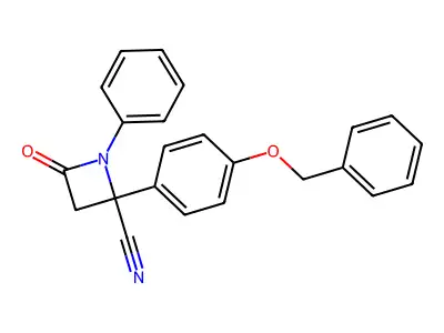 4-Oxo-1-phenyl-2-(4-phenylmethoxyphenyl)azetidine-2-carbonitrile structure